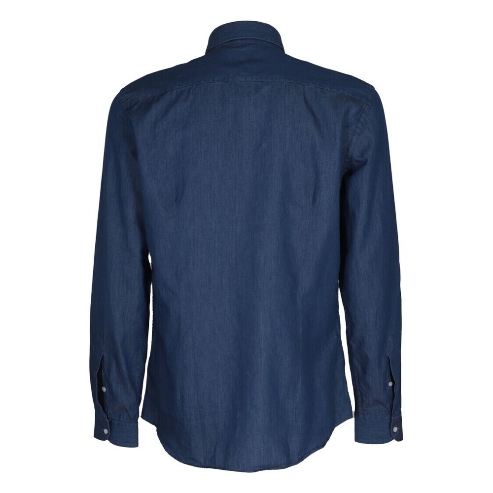 Fay Washed Denim Shirt With French Collar